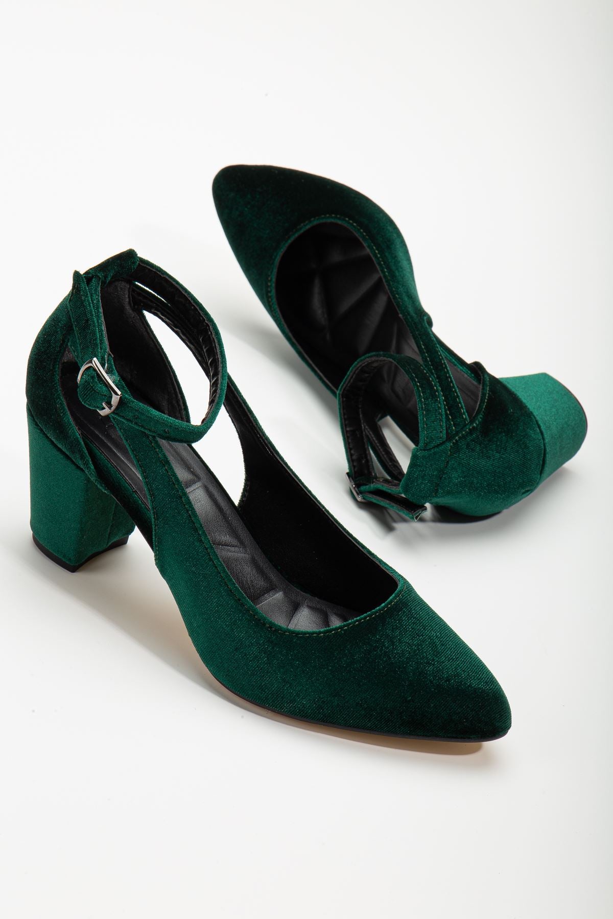 Hero Heeled Khaki Velvet Women's Shoes