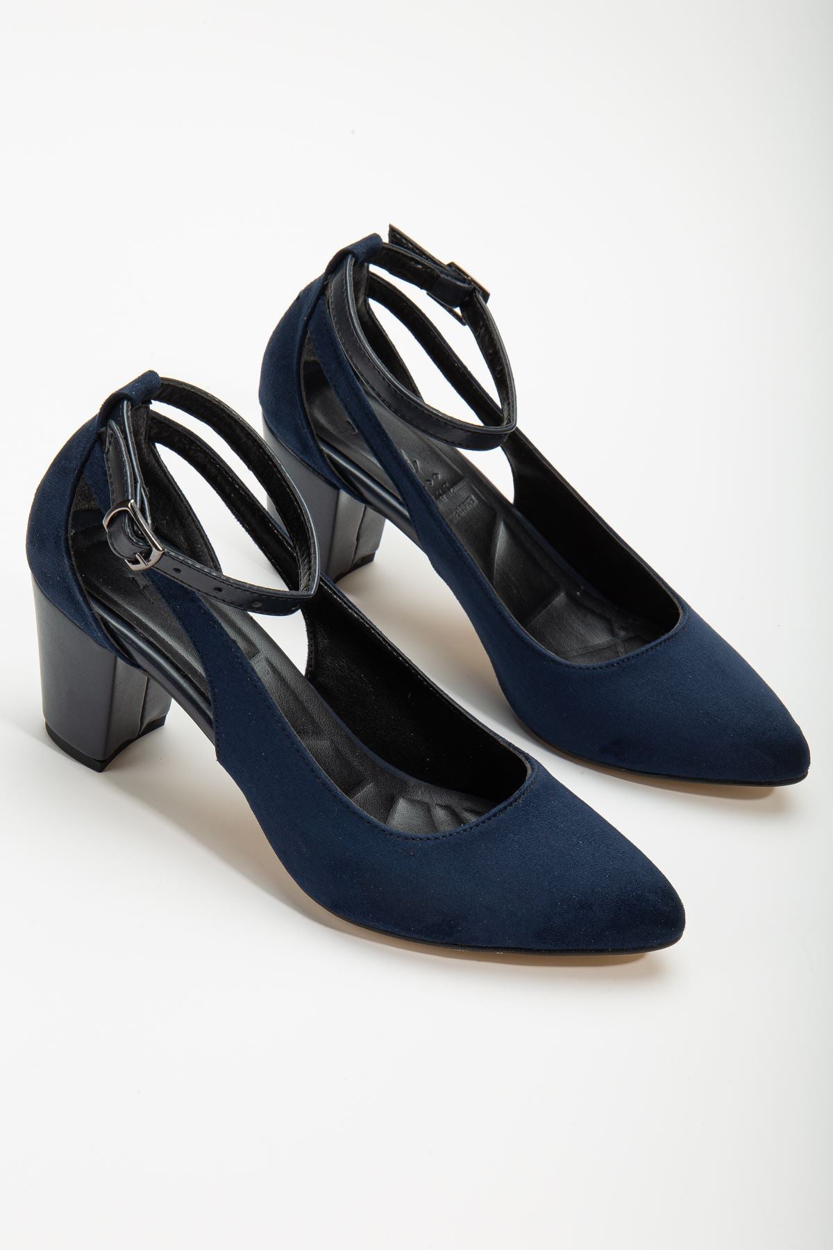 Hero Heeled Navy Blue Suede Women's Shoes