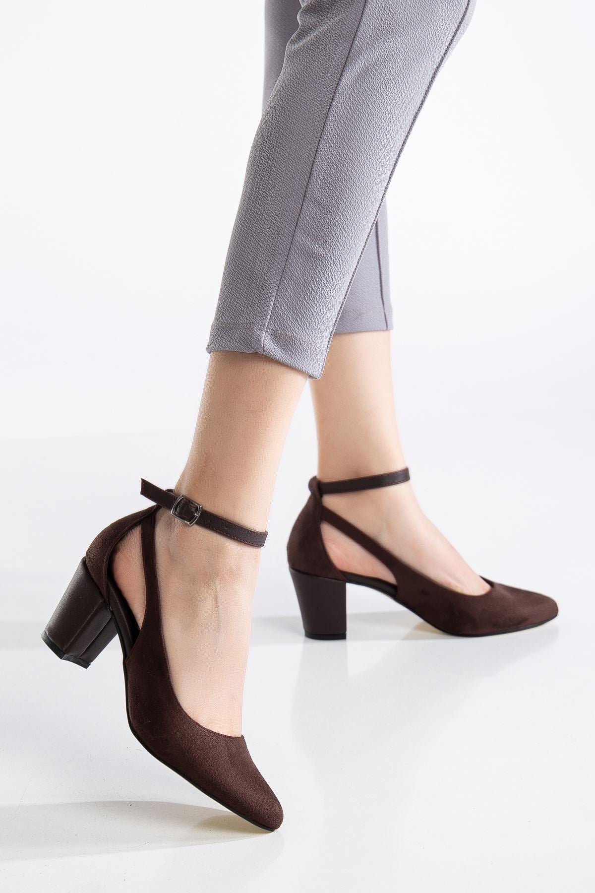 Women's Heeled Brown Suede Classic Shoes