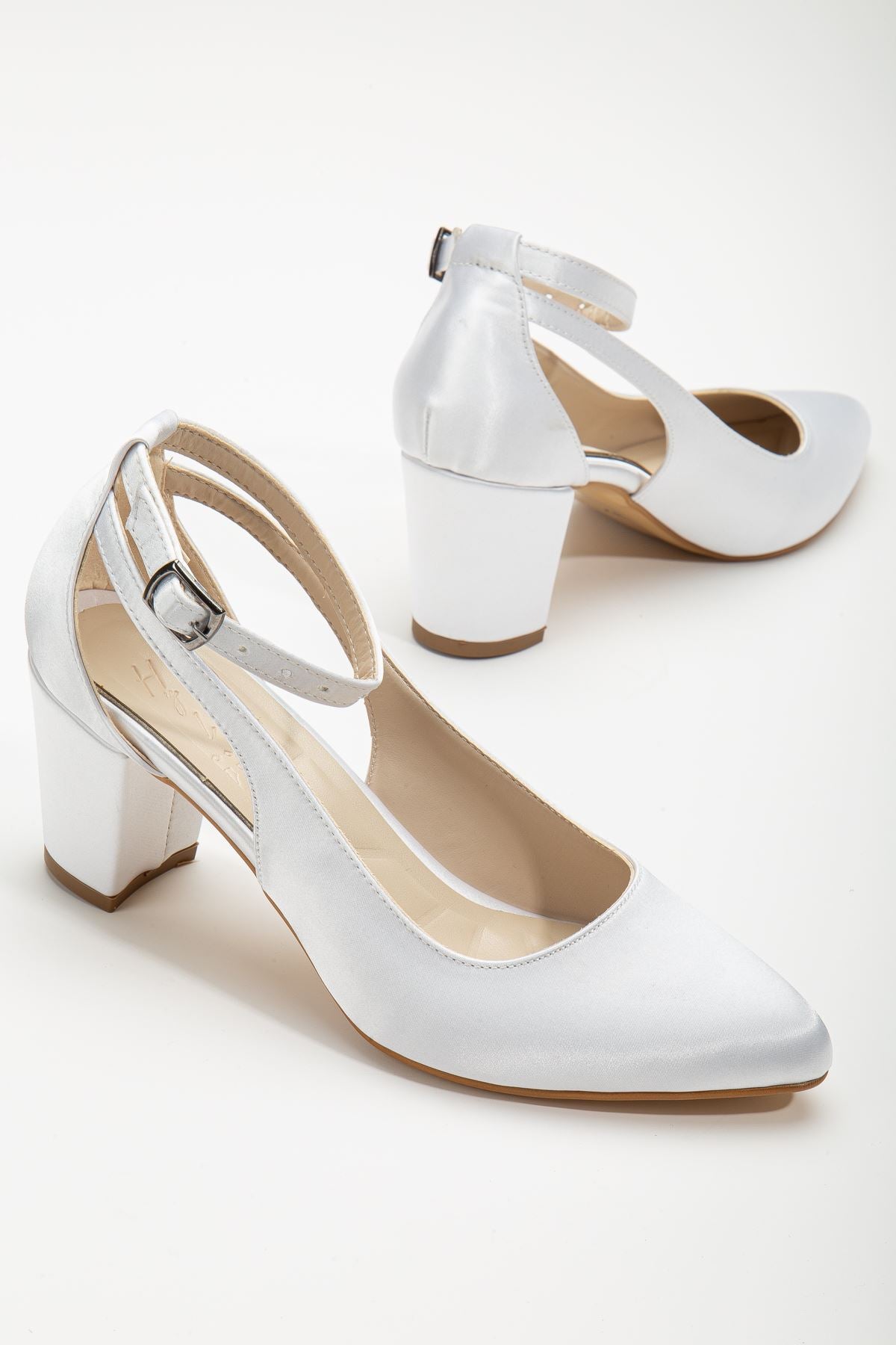 Hero Heeled White Satin Women's Shoes - STREETMODE ™