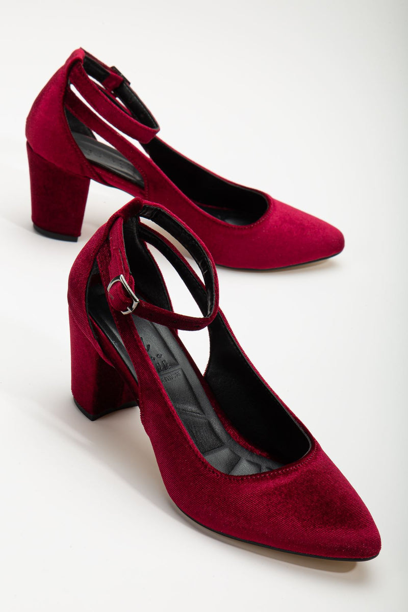 Hero Heeled Claret Red Velvet Women's Shoes - STREETMODE ™