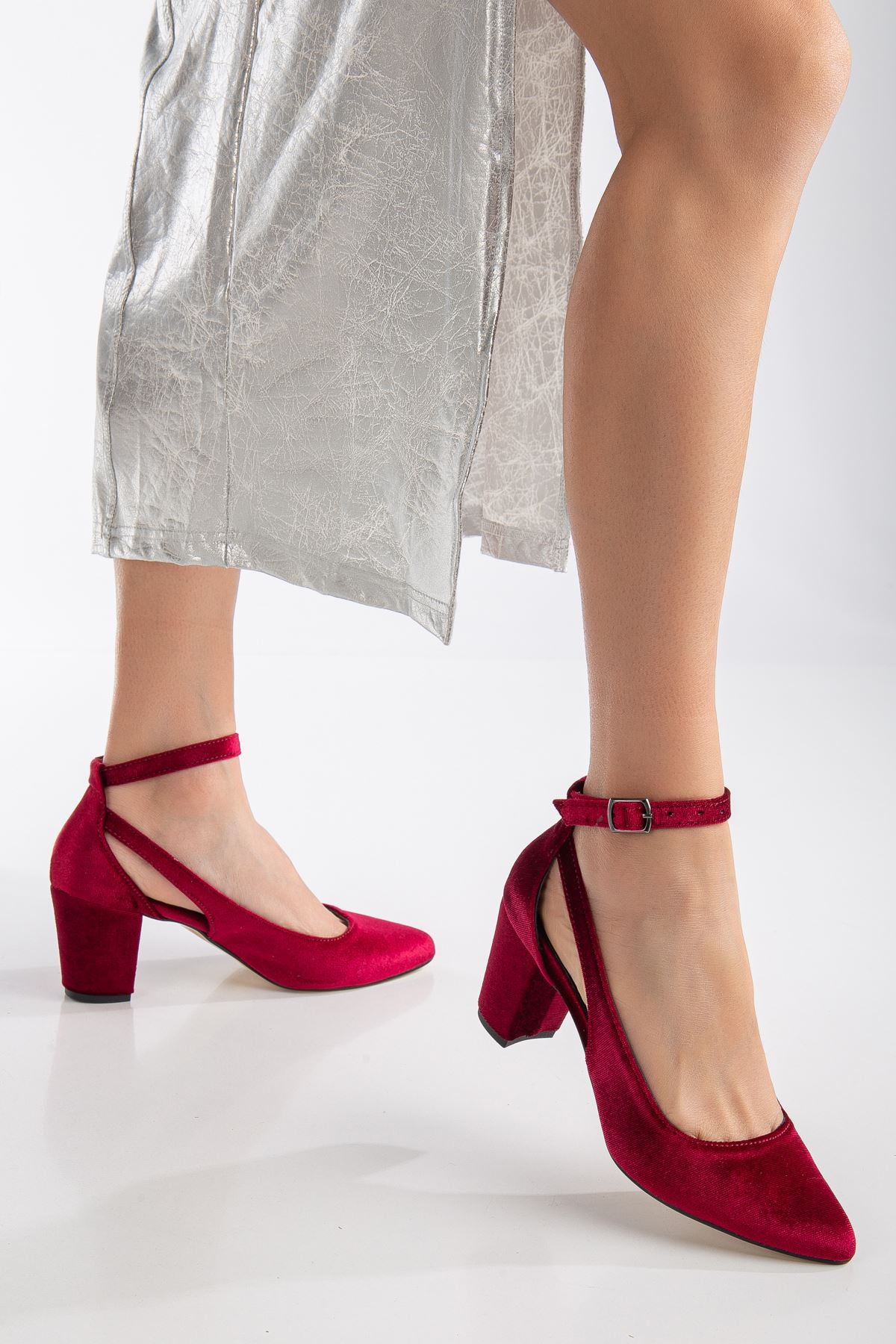 Hero Heeled Claret Red Velvet Women's Shoes - STREETMODE ™