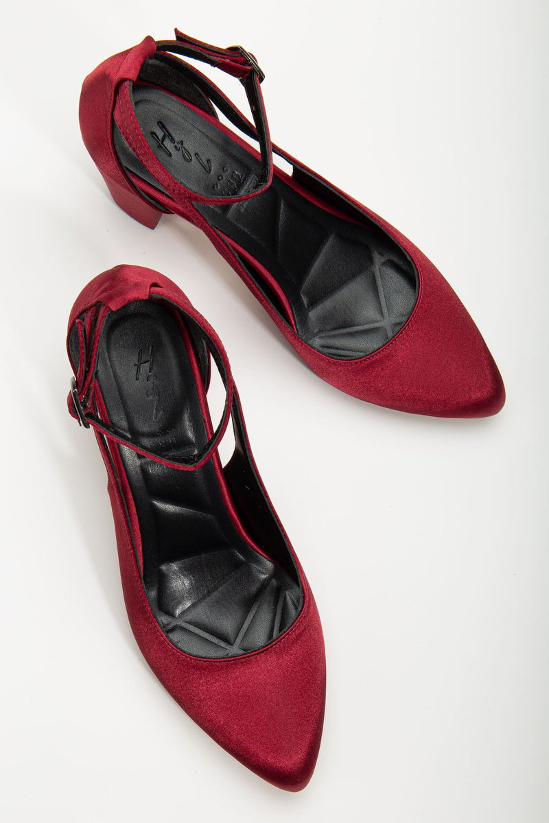 Hero Heeled Burgundy Satin Women's Shoes - STREETMODE ™