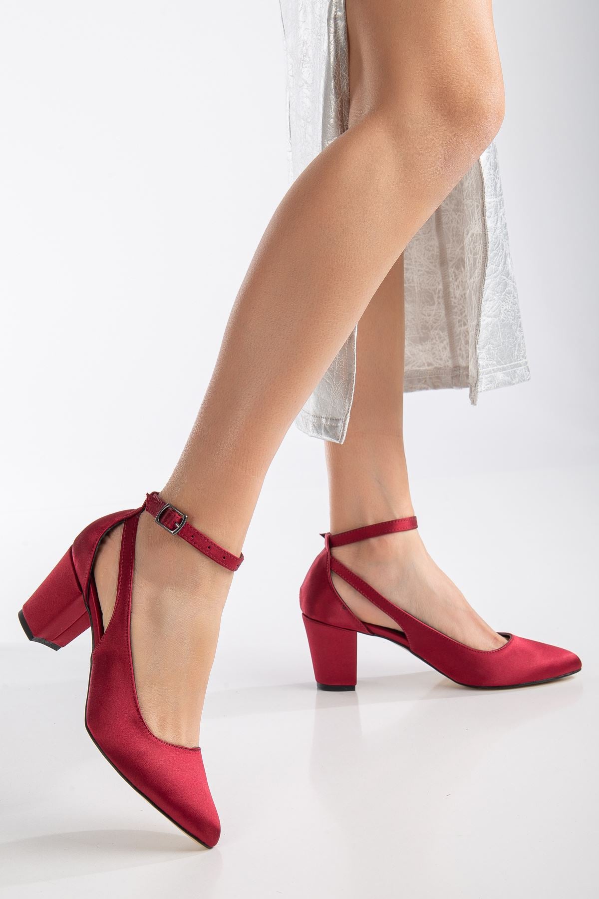 Hero Heeled Burgundy Satin Women's Shoes - STREETMODE ™