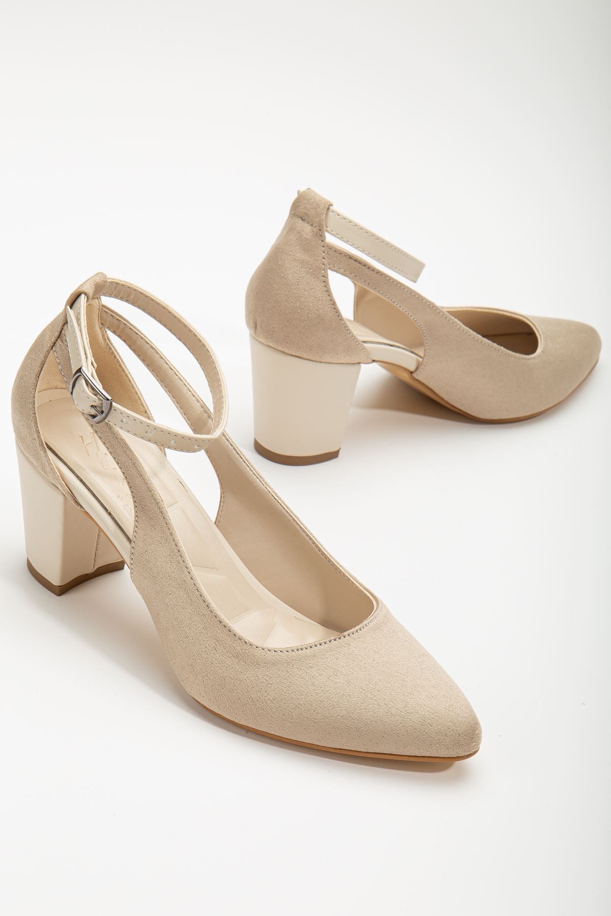 Hero Heeled Cream Suede Women's Shoes - STREETMODE ™