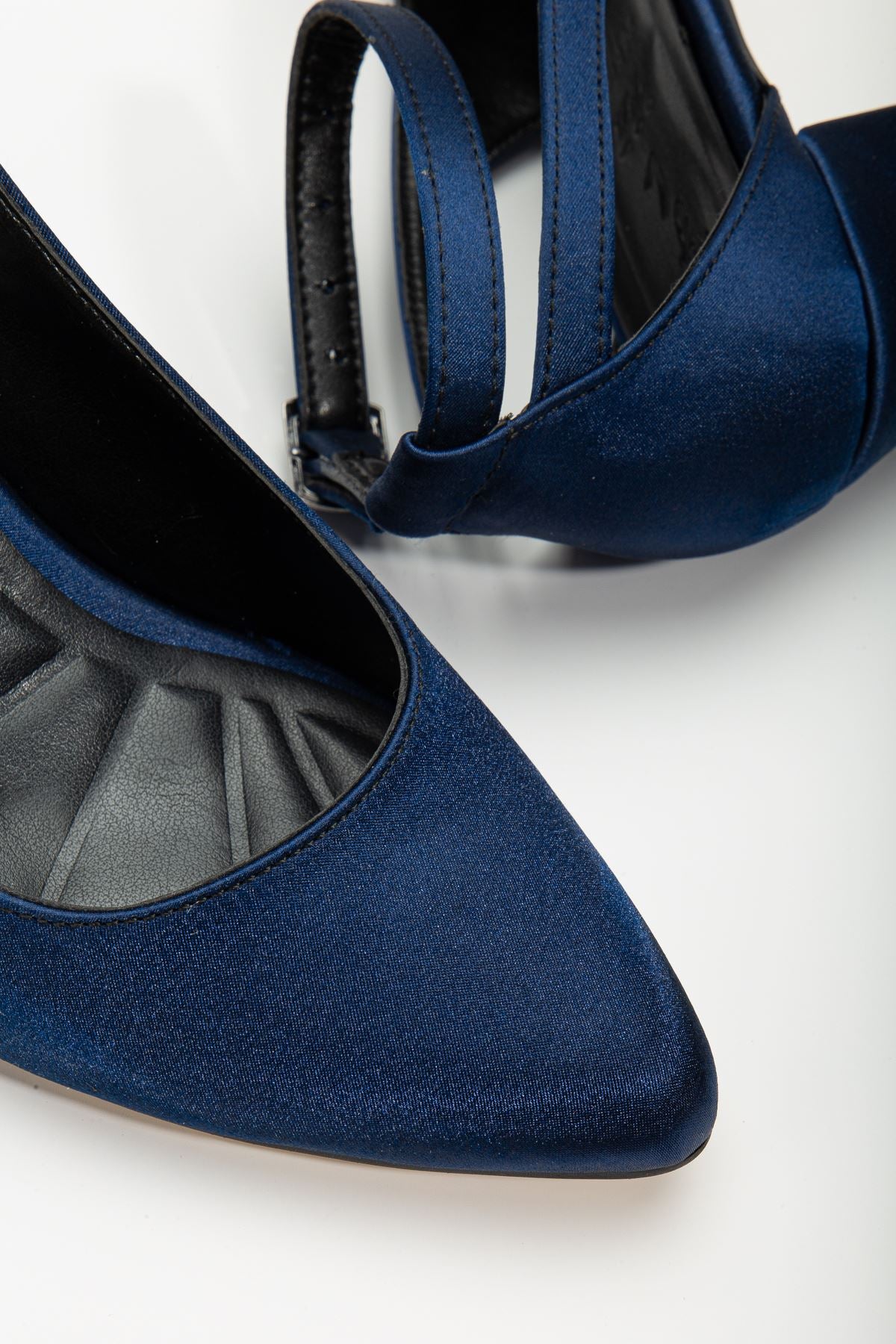 Hero Heeled Navy Blue Satin Women's Shoes - STREETMODE ™