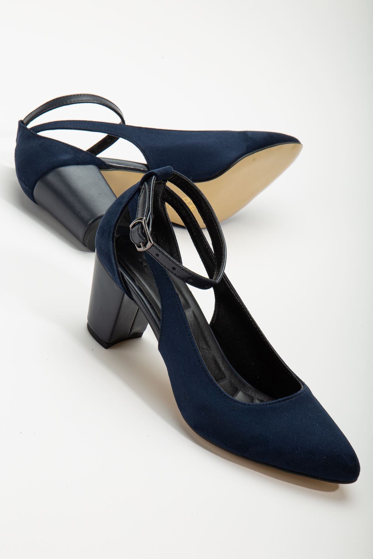 Hero Heeled Navy Blue Suede Women's Shoes - STREETMODE ™