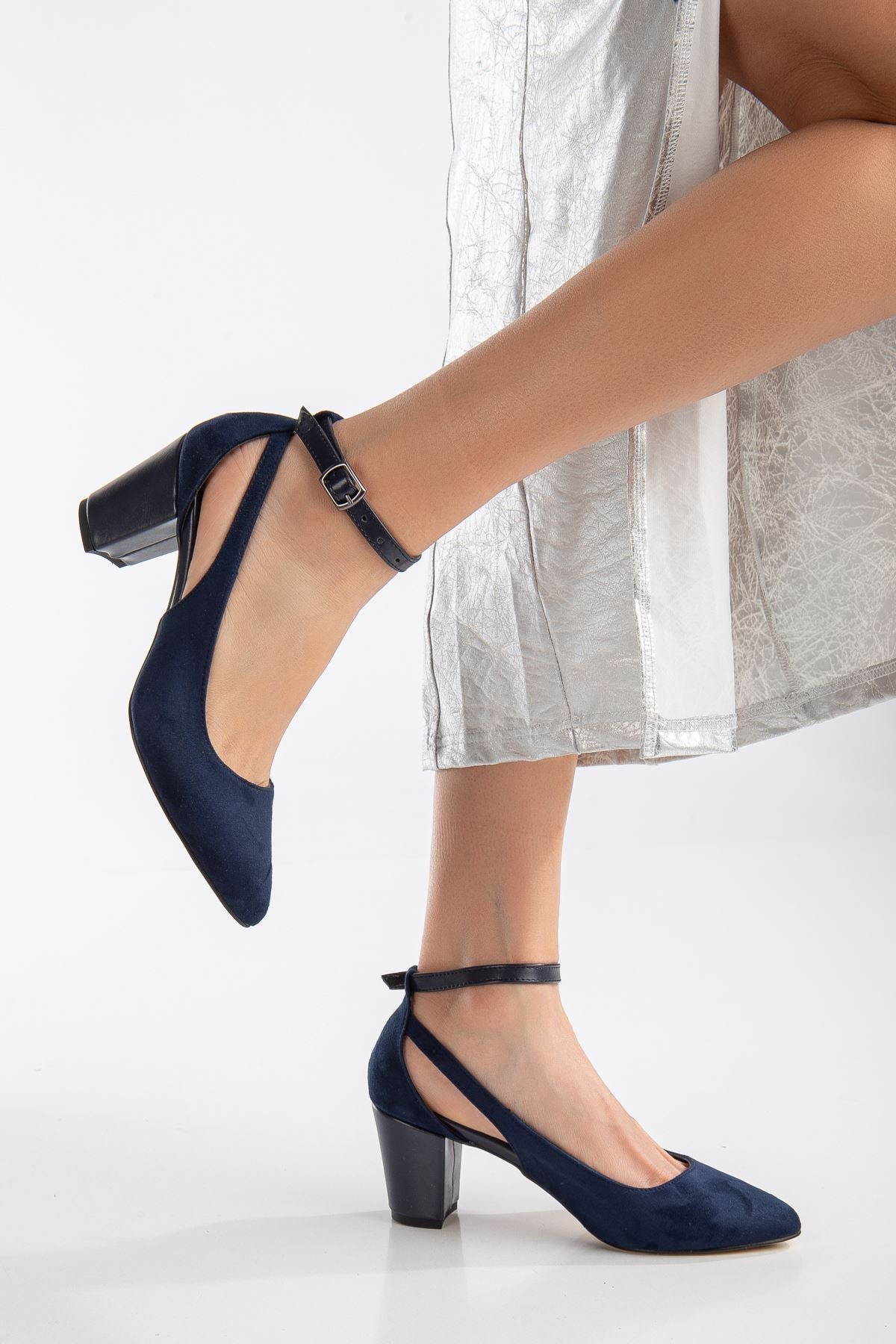 Hero Heeled Navy Blue Suede Women's Shoes - STREETMODE ™