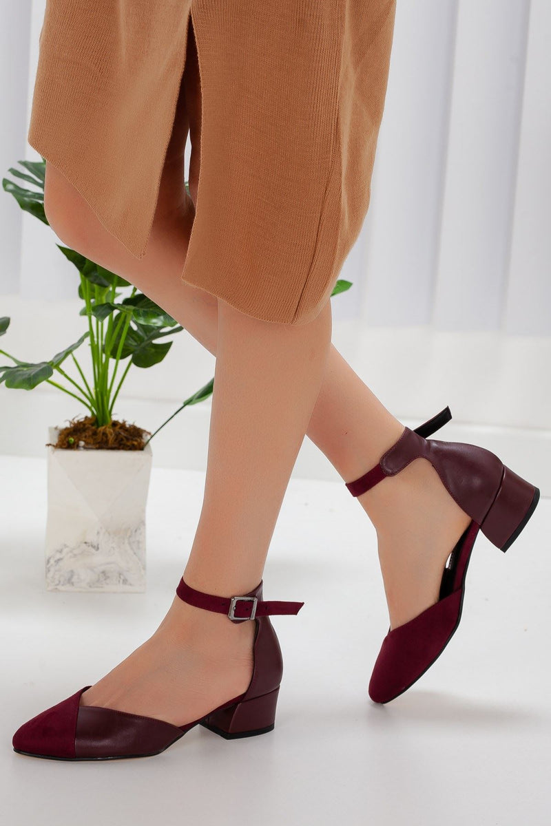 Women's Holly Burgundy Skin-Suede Heeled Shoes - STREET MODE ™