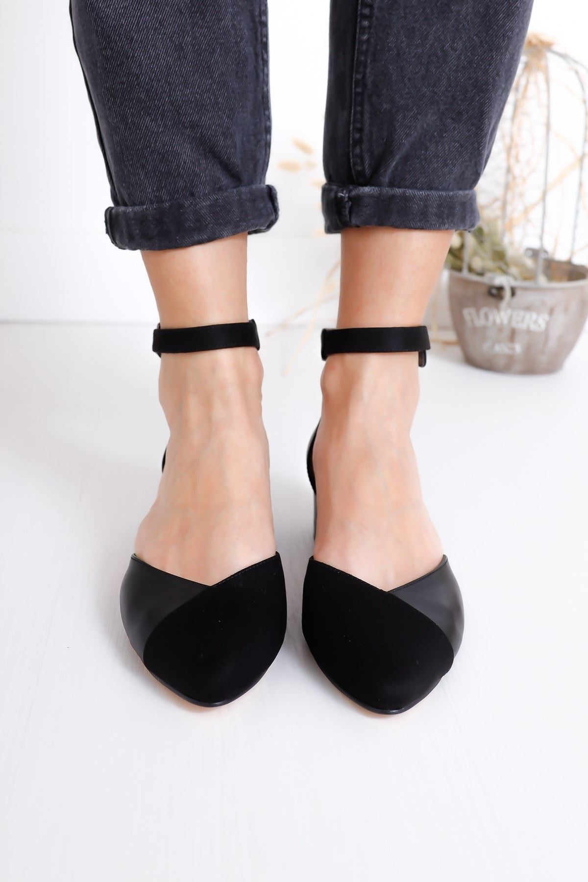Women's Holly Heels Black Skin-Suede Shoes - STREETMODE ™