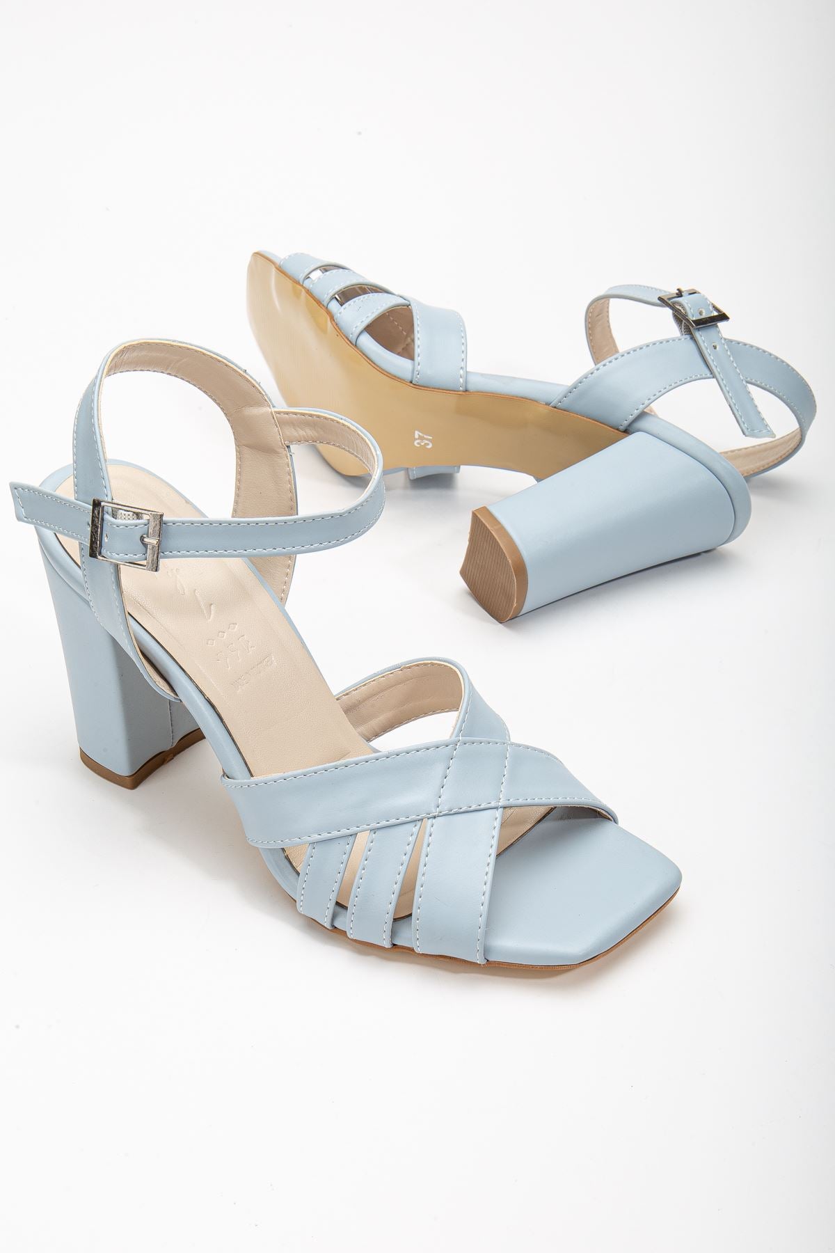 Hope High Heeled Baby Blue Skin Blunt Toe Women's Shoes - STREETMODE ™