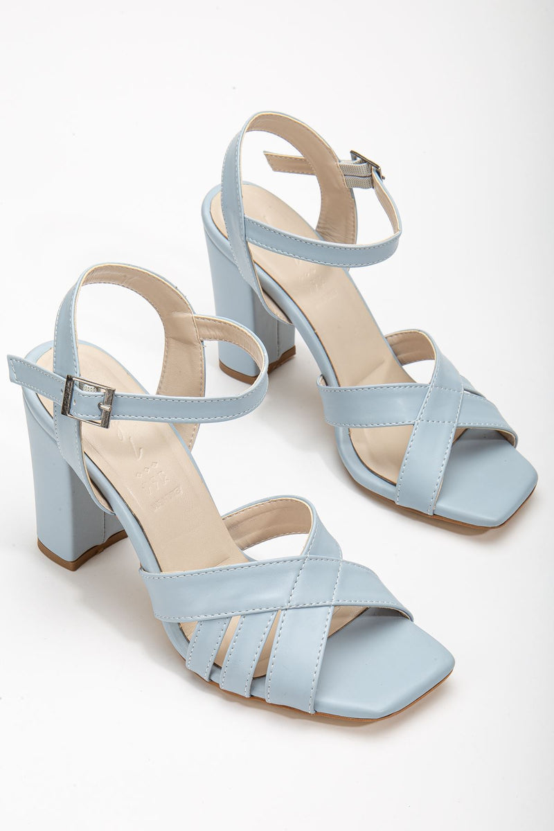 Hope High Heeled Baby Blue Skin Blunt Toe Women's Shoes - STREETMODE ™