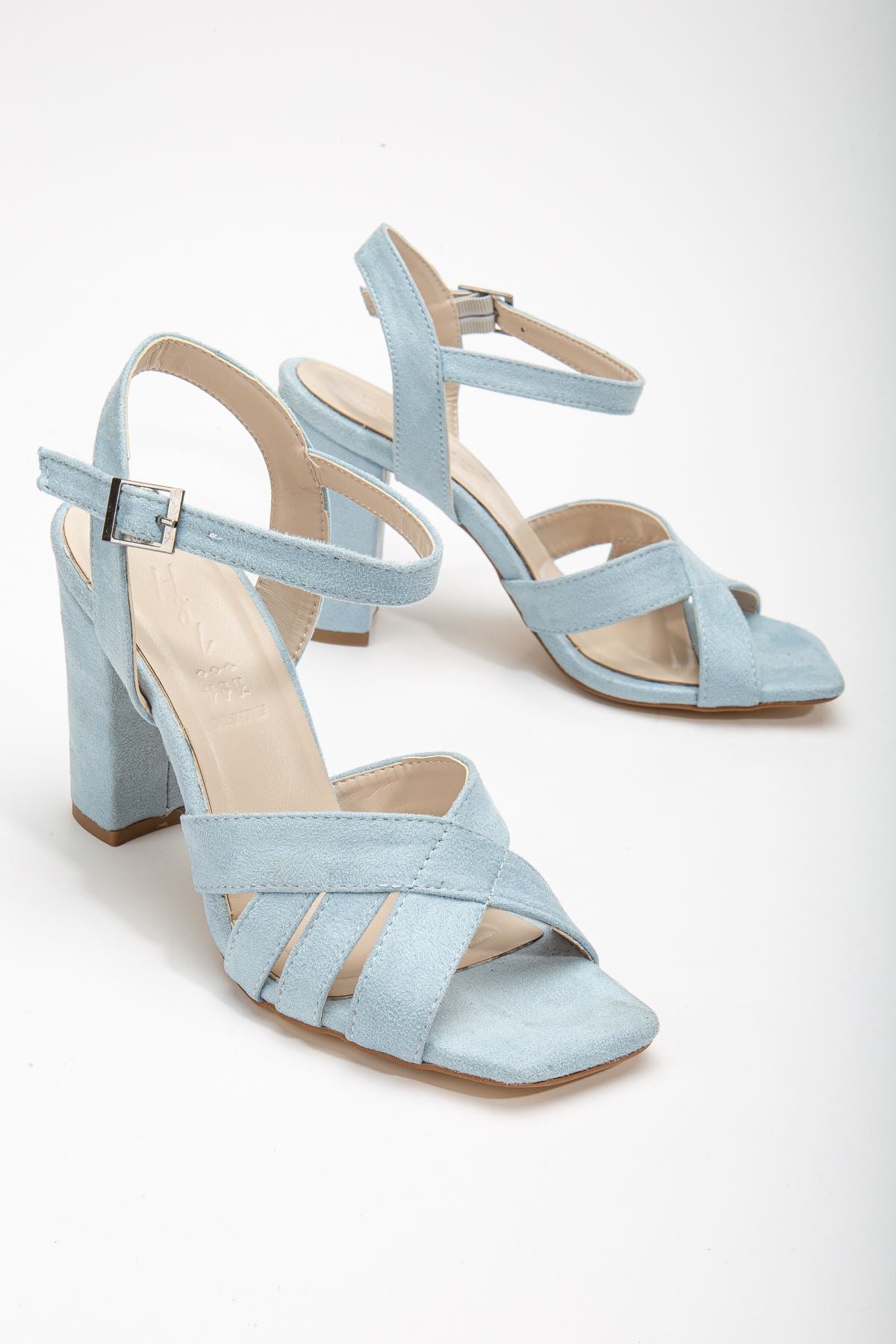 Hope High Heeled Baby Blue Suede Blunt Toe Women's Shoes - STREETMODE ™