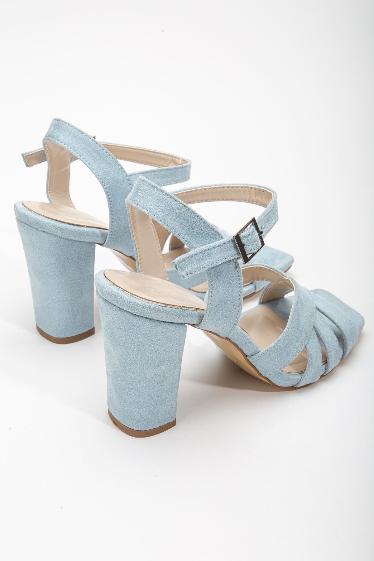 Hope High Heeled Baby Blue Suede Blunt Toe Women's Shoes - STREETMODE ™