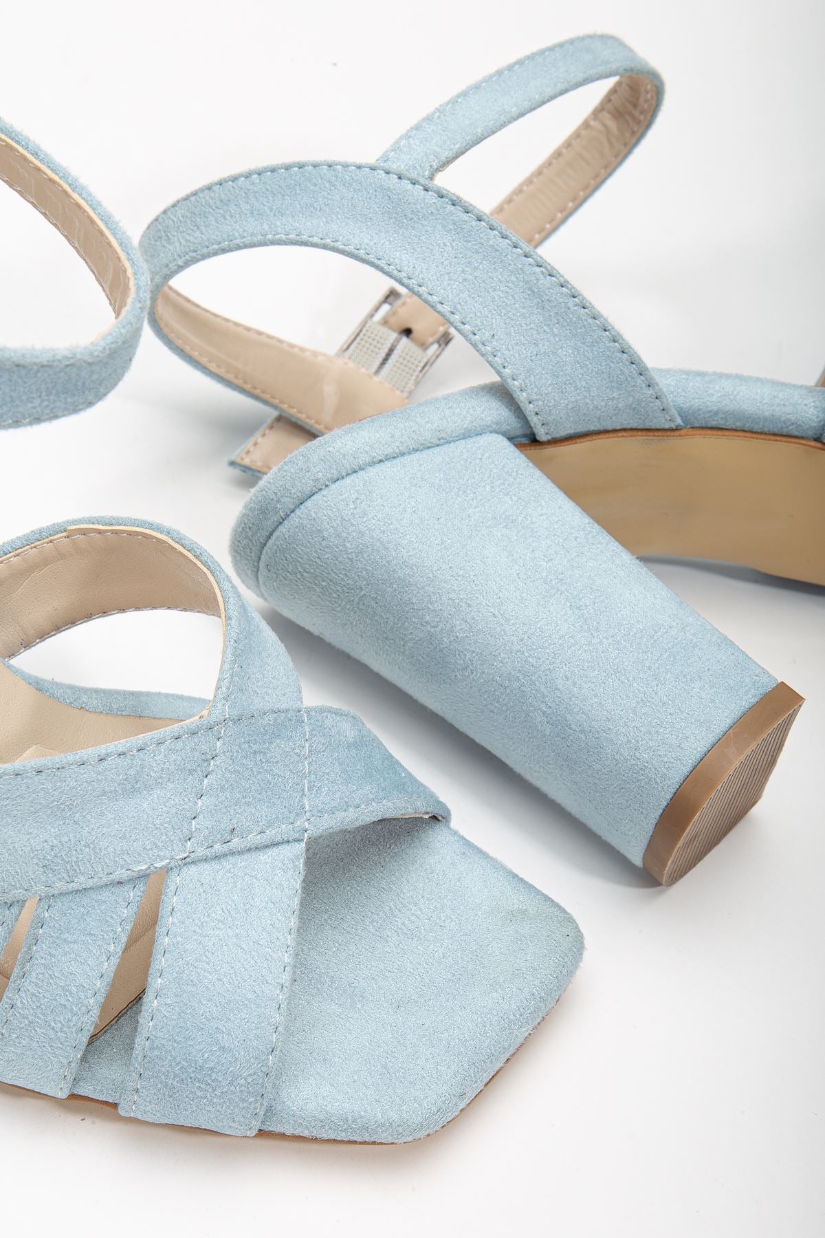 Hope High Heeled Baby Blue Suede Blunt Toe Women's Shoes - STREETMODE ™