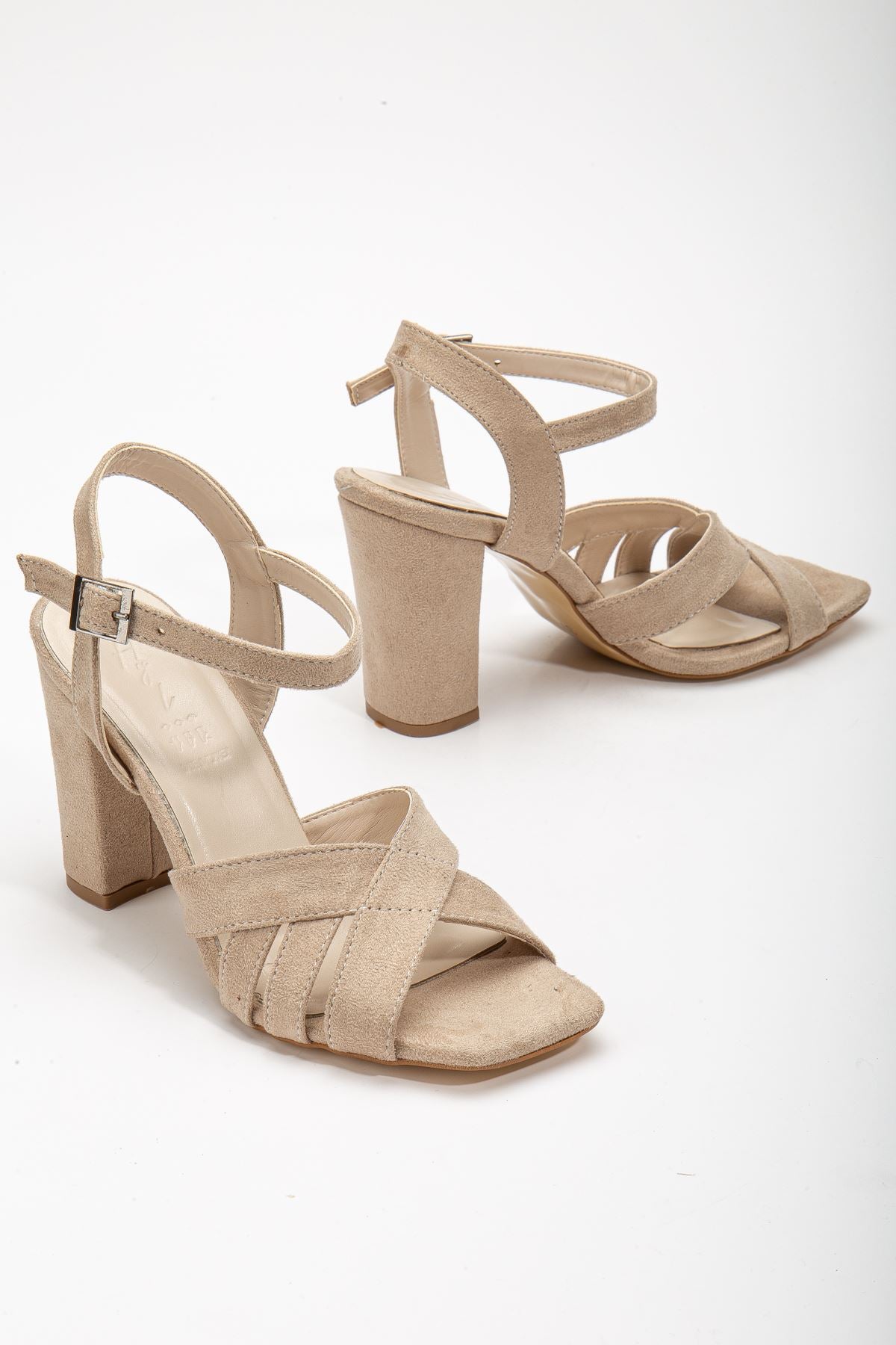 Hope High Heeled Cream Suede Blunt Toe Women's Shoes - STREETMODE ™