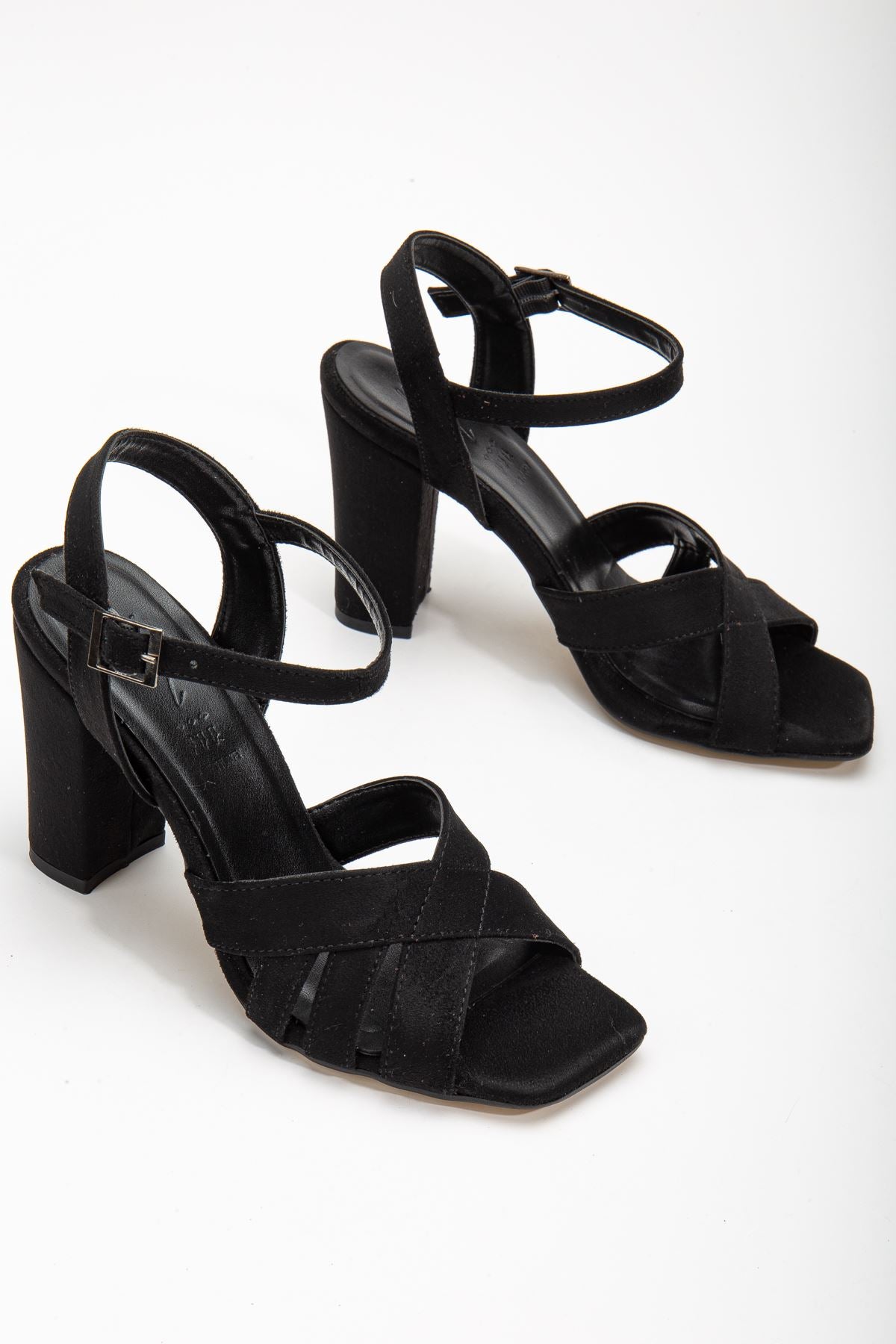 Hope High Heeled Black Suede Blunt Toe Women's Shoes - STREETMODE ™