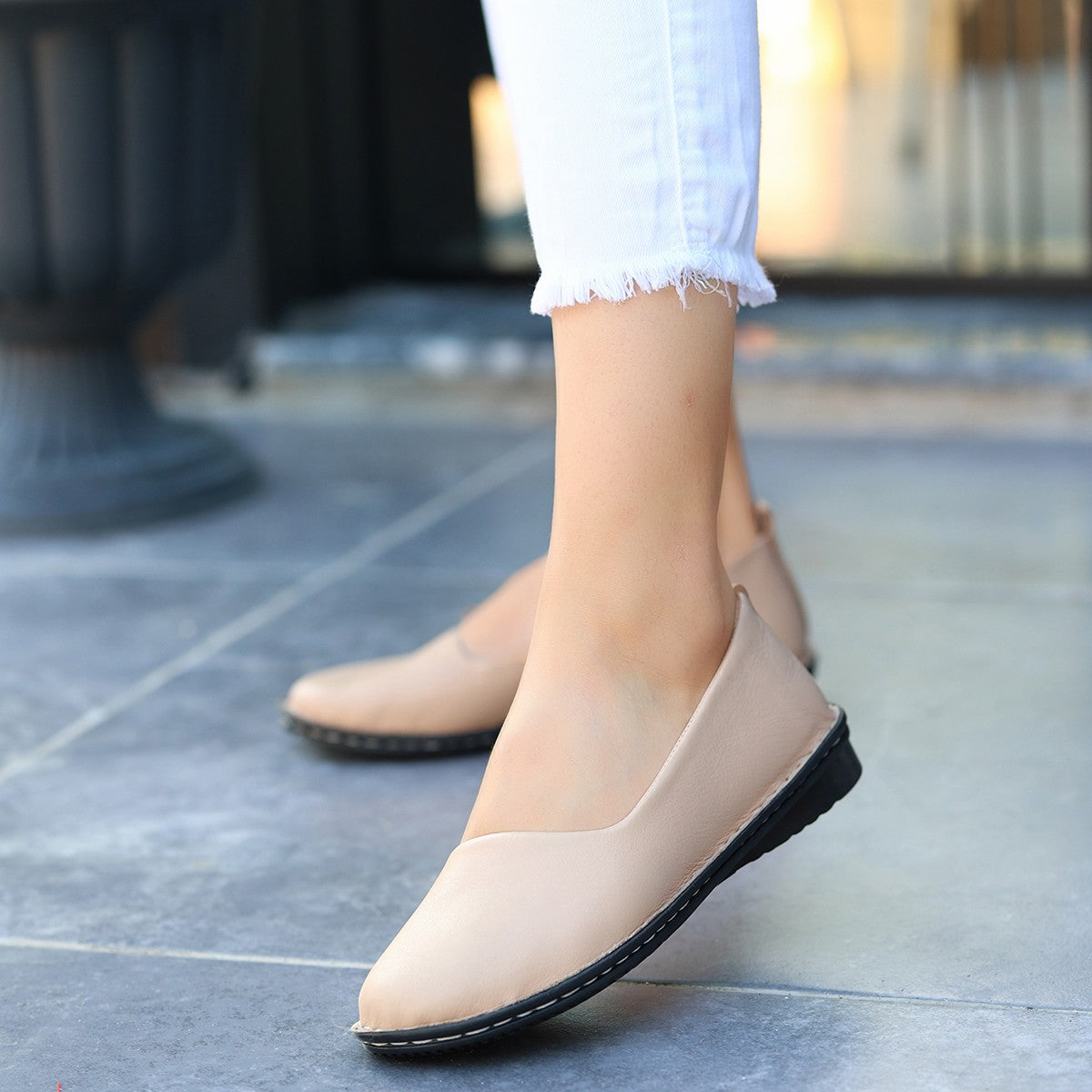 Cream hot sale ballerina pumps