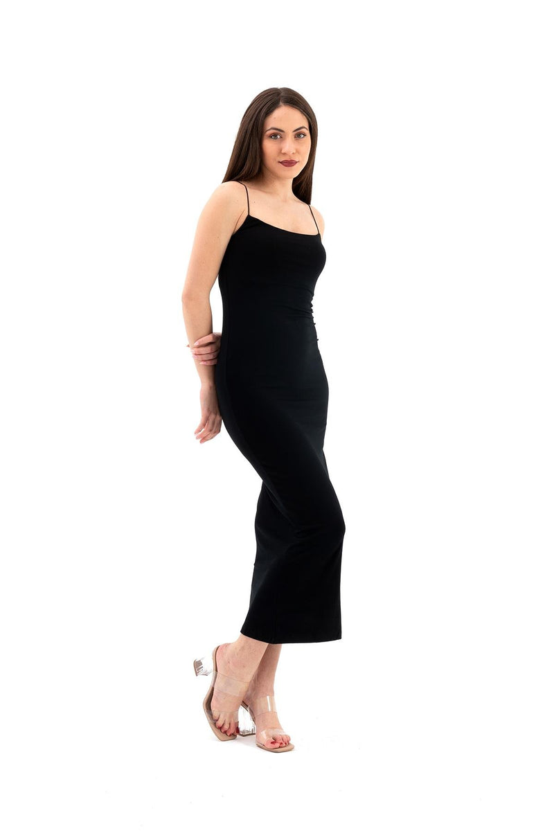 Women's Thin Strap Long Dress - Black - STREETMODE ™