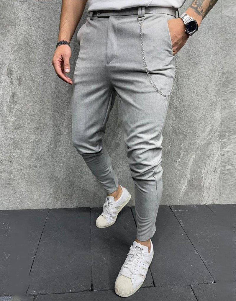 Men's Italian Cut Classic Fabric Trousers Gray - STREETMODE ™