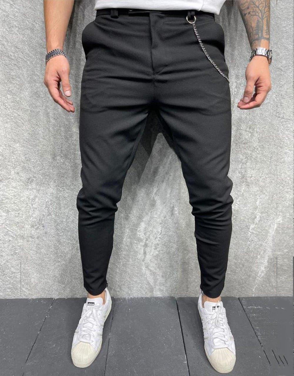 Men's Italian Cut Classic Fabric Trousers Black - STREETMODE ™