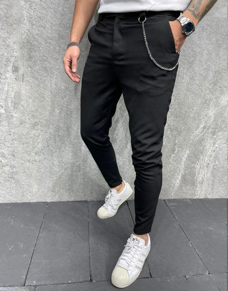 Men's Italian Cut Classic Fabric Trousers Black - STREETMODE ™