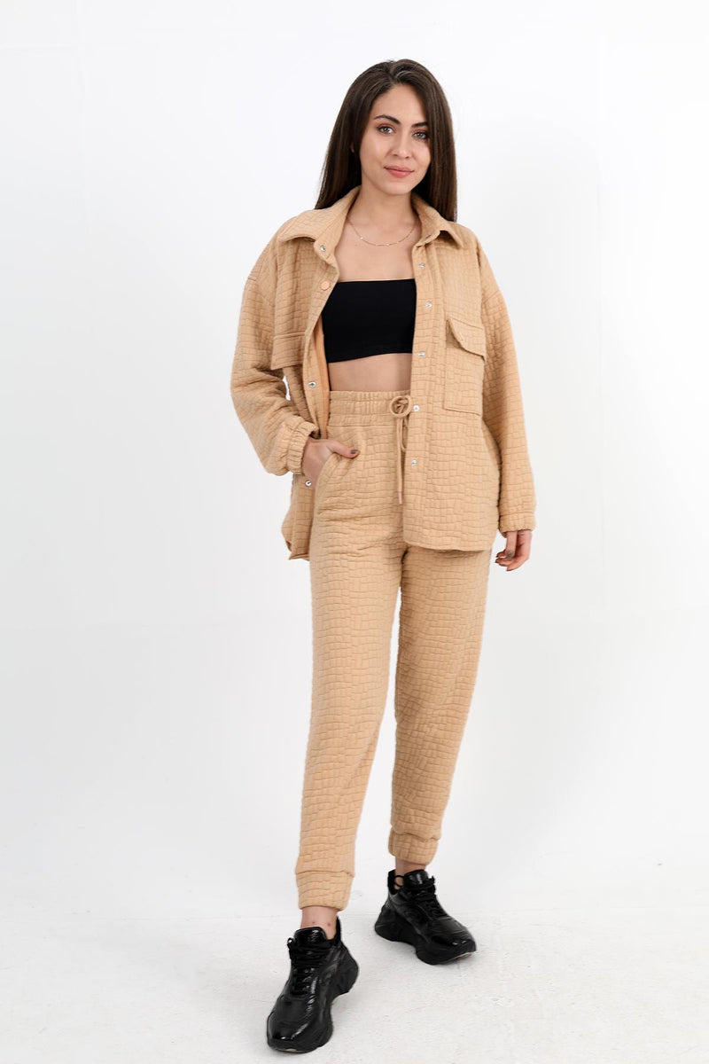 Women's Jacquard Quilted Double Set - Mink - STREETMODE ™