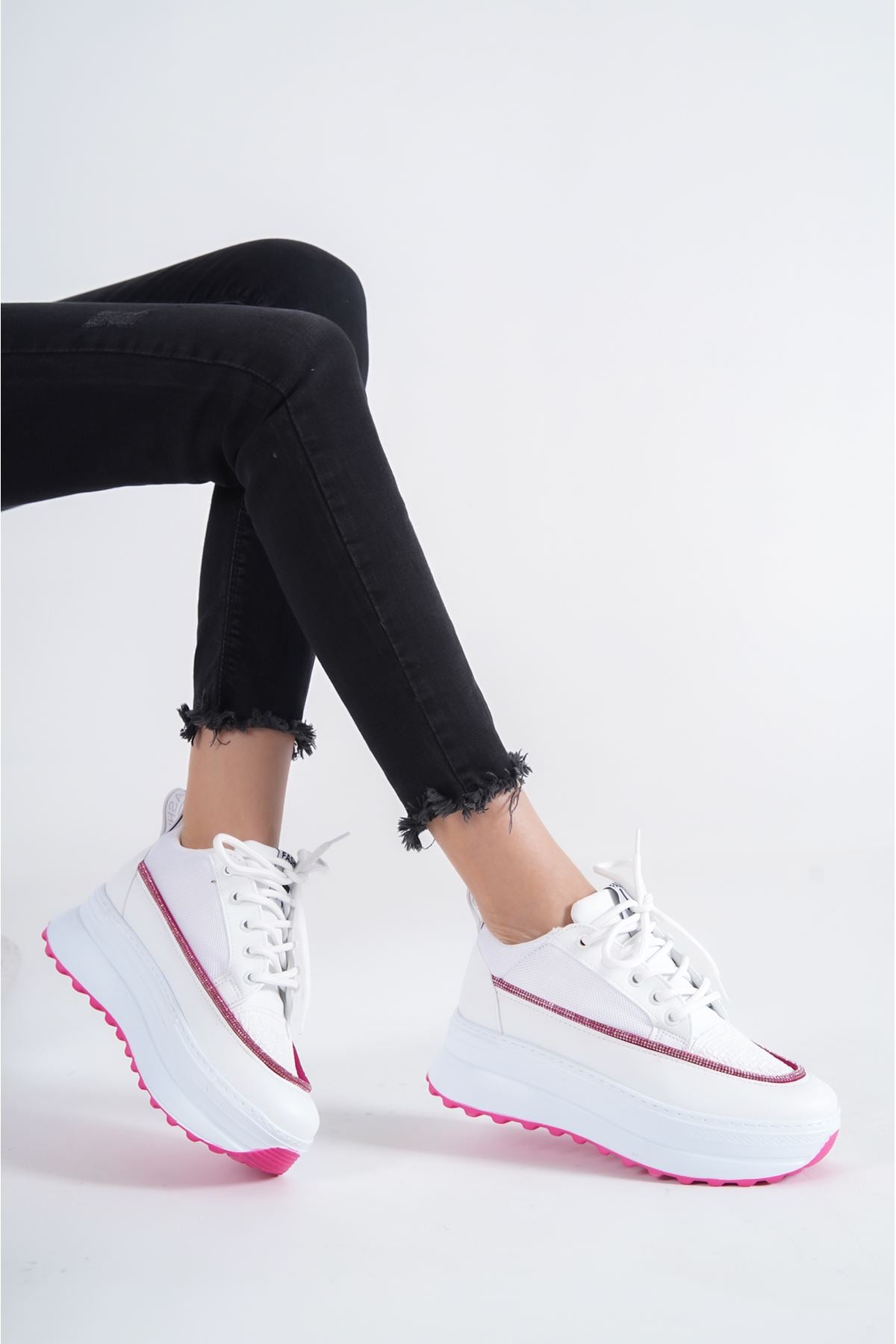JASMIN pink white Sneakers Shoes - STREETMODE ™
