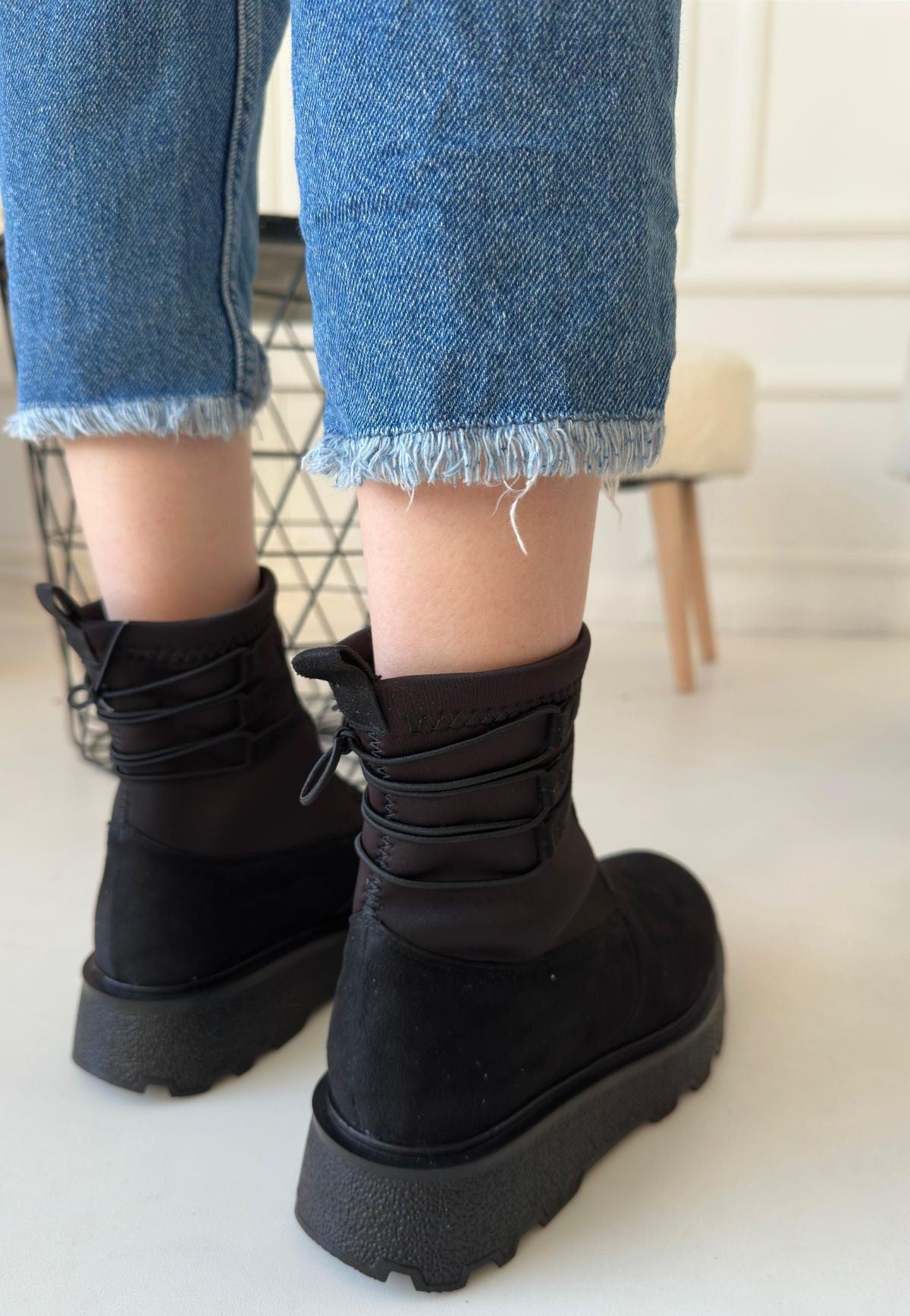 Women's Black Suede Lace-Up Ankle Boots - STREETMODE ™