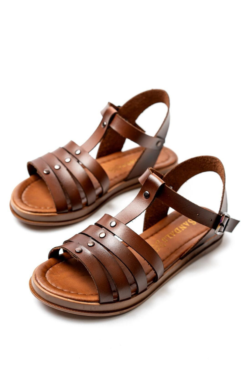 Women's Jikto Brown Leather Sandals - STREETMODE ™