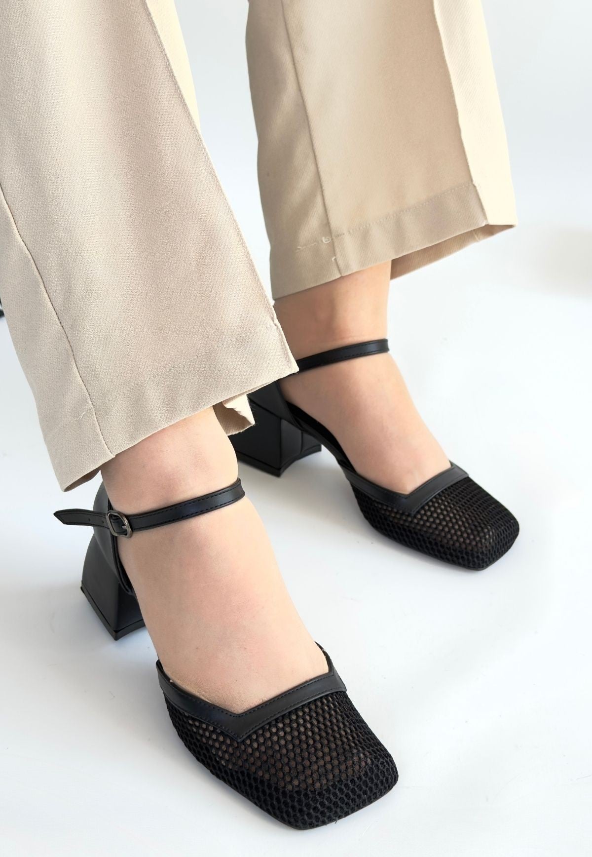 Women's Black Leather High Heel Shoes - STREETMODE ™