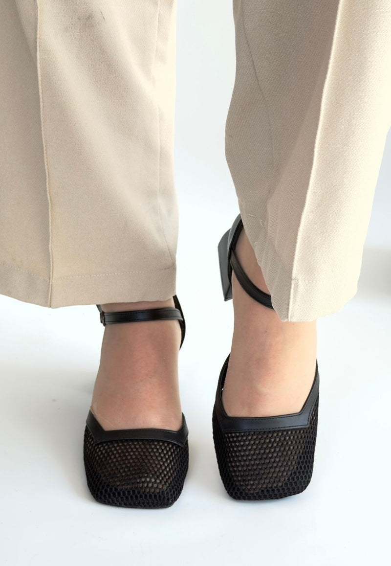 Women's Black Leather High Heel Shoes - STREETMODE ™