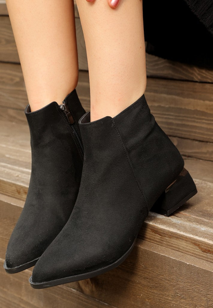 Women's Joji Black Suede Heeled Boots - STREETMODE ™