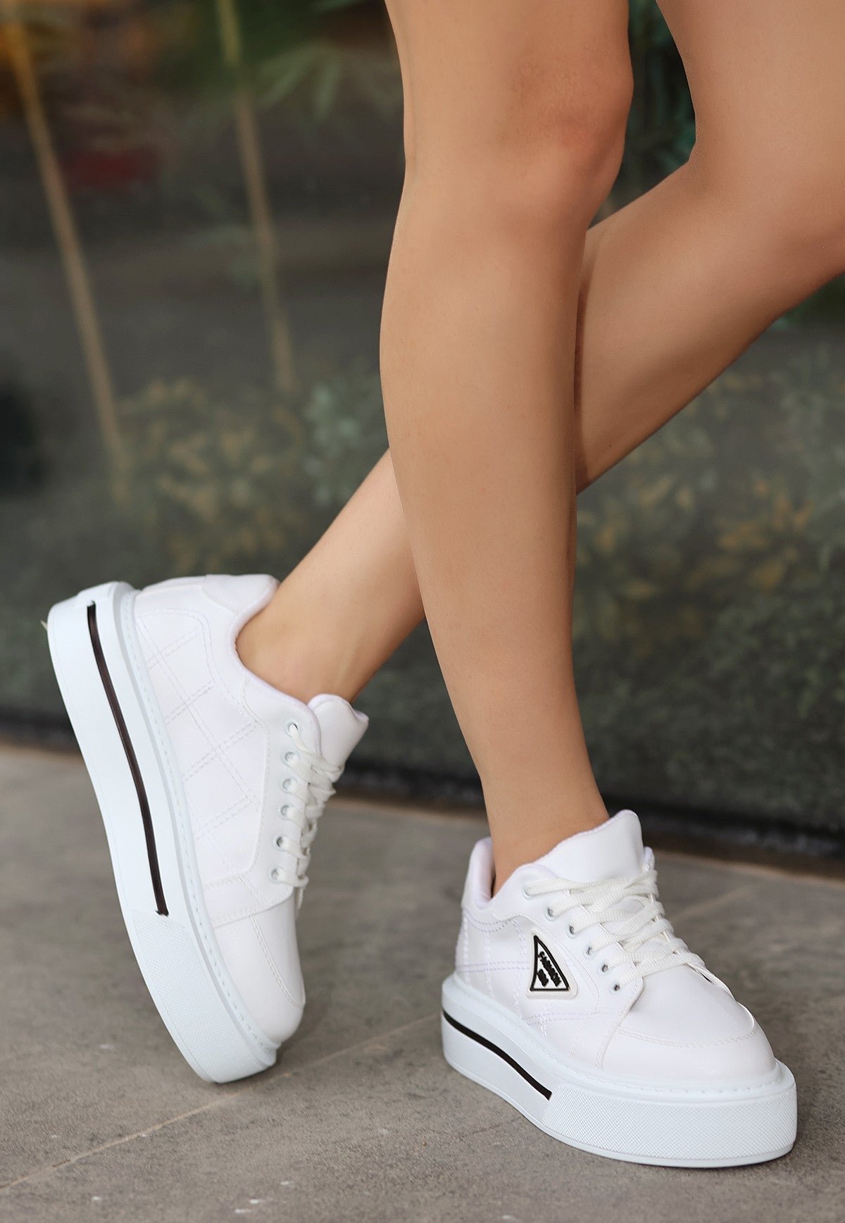 Women's Julya White Skin Lace-Up Sports Shoes - STREETMODE ™