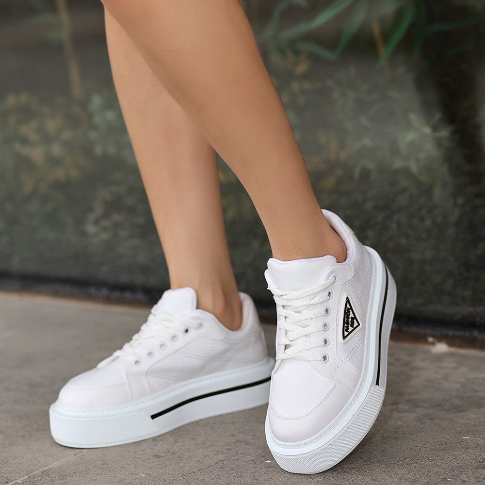 Women's Julya White Skin Lace-Up Sports Shoes - STREETMODE ™