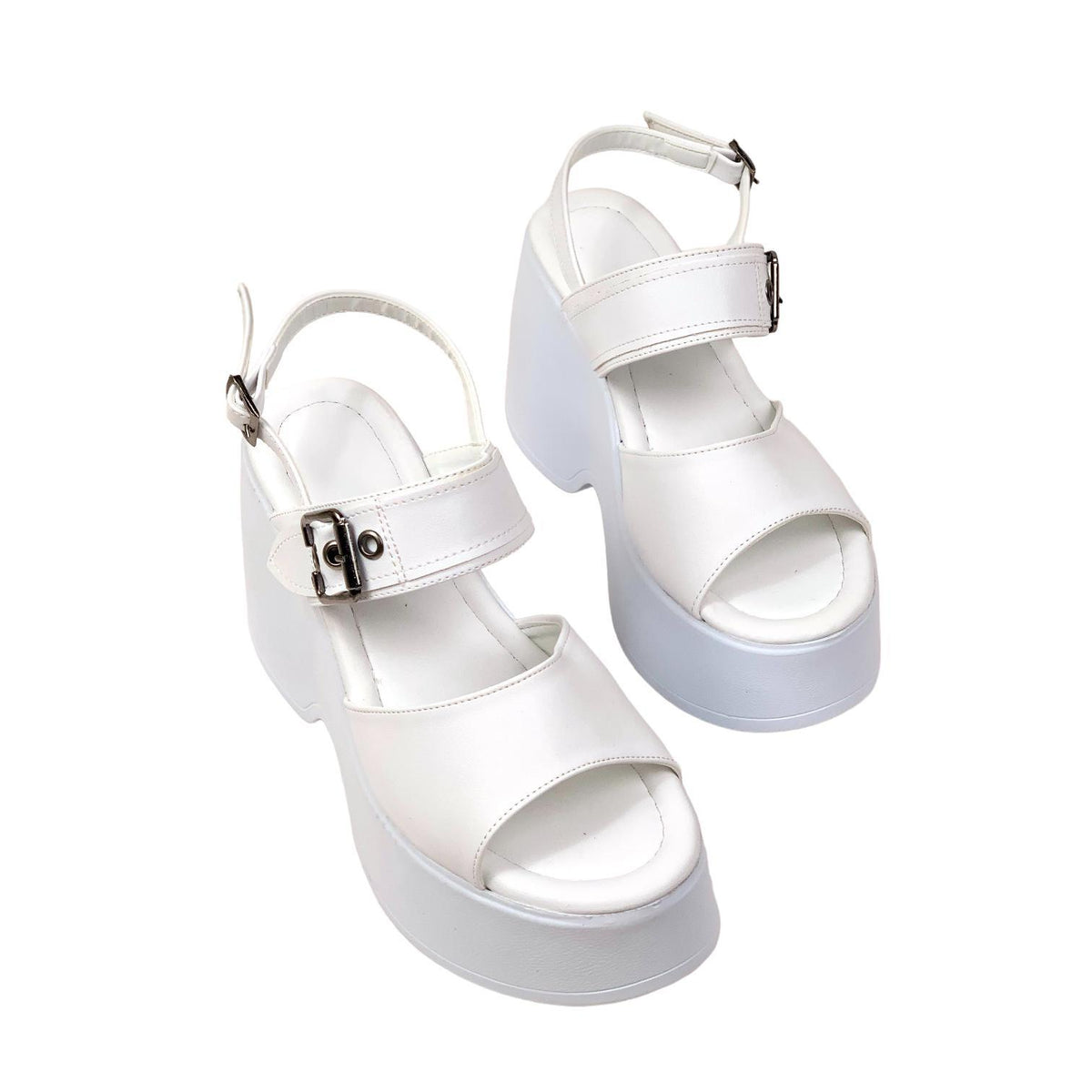 Women's Dagna White Buckle High Heel Sandals 10cm - STREETMODE ™