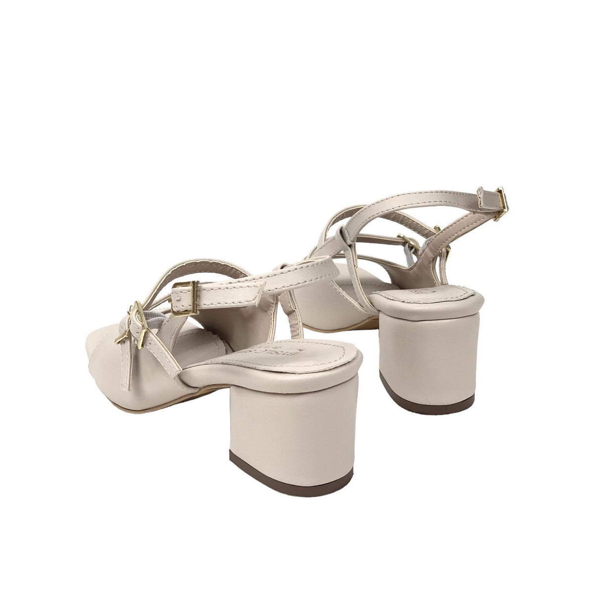 Women's Fonka Beige Skin Low Heel Buckle Sandals 5 cm - STREETMODE ™