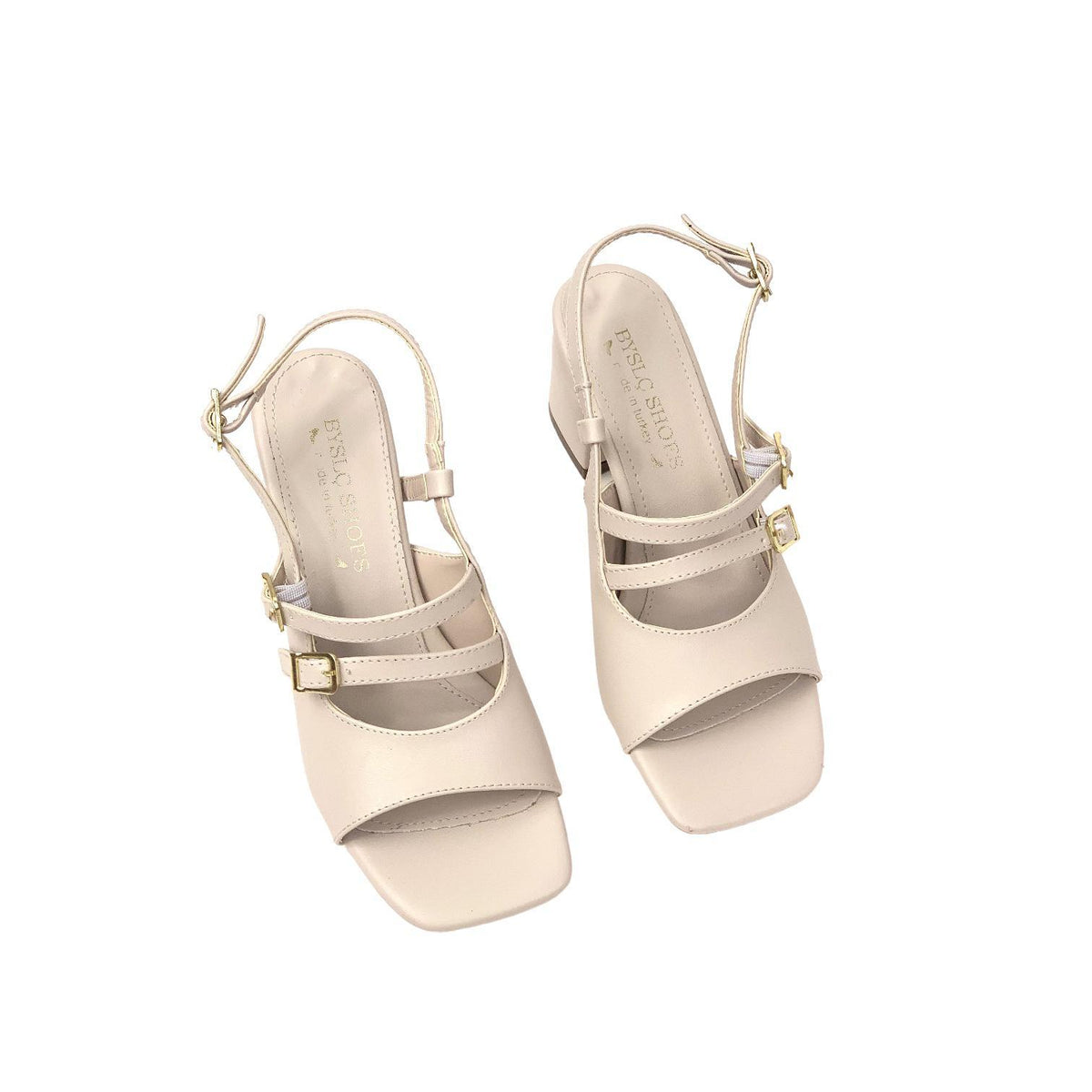 Women's Fonka Beige Skin Low Heel Buckle Sandals 5 cm - STREETMODE ™