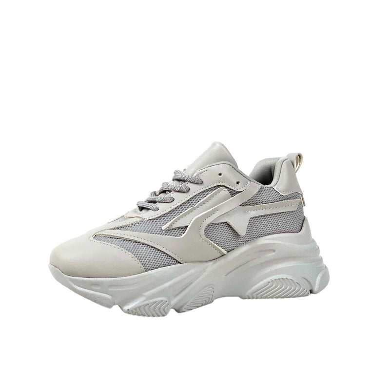Women's gray high-soled mesh detailed sneakers daily sports shoes - STREETMODE ™