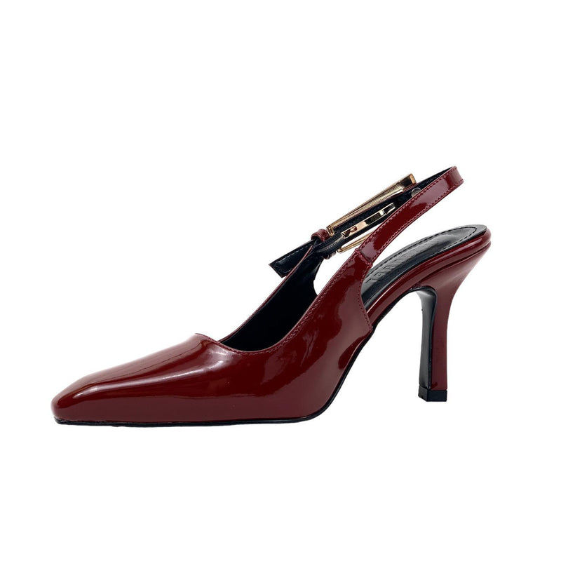 Women's Lery Burgundy Patent Leather Heeled Shoes 9 cm - STREETMODE ™