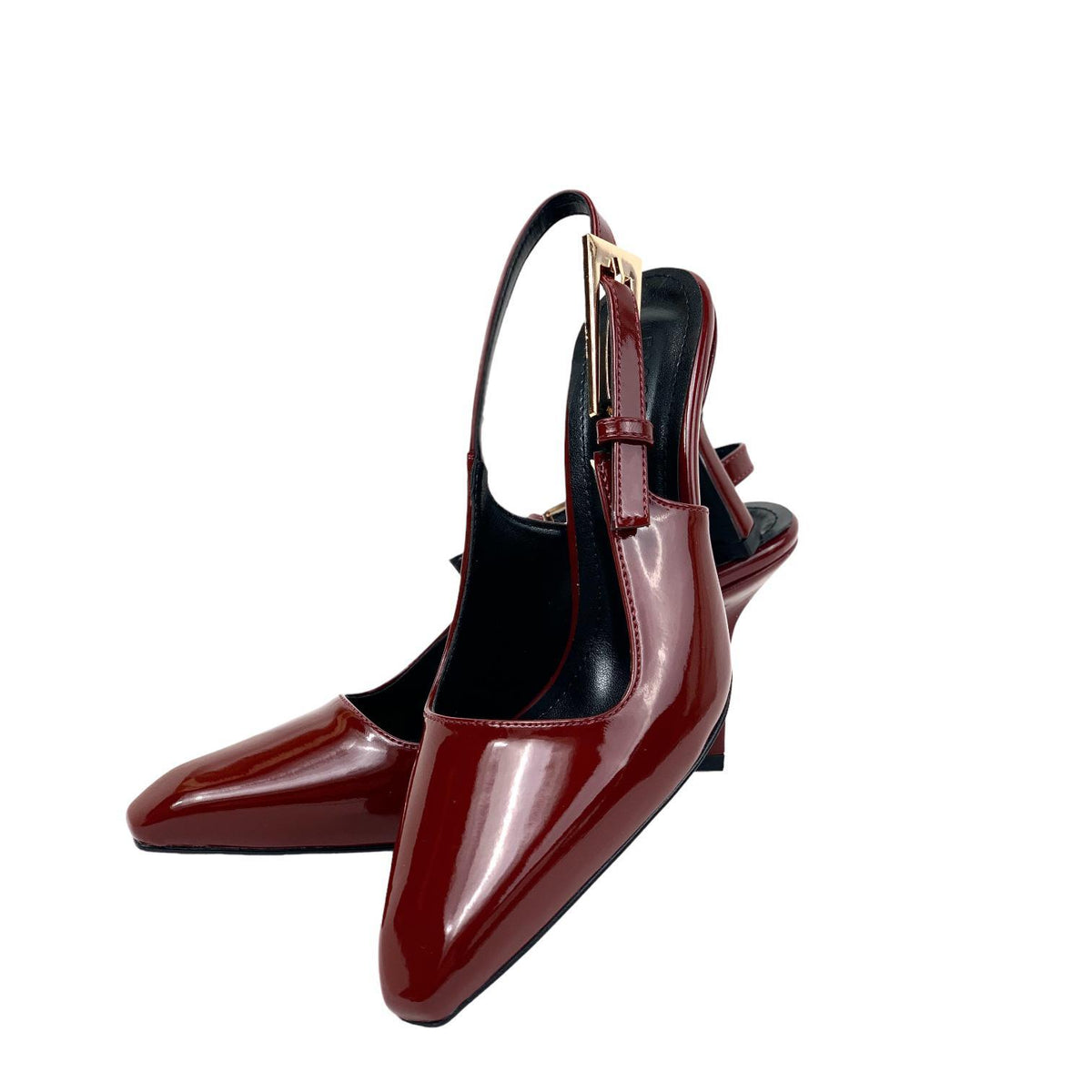 Women's Lery Burgundy Patent Leather Heeled Shoes 9 cm - STREETMODE ™