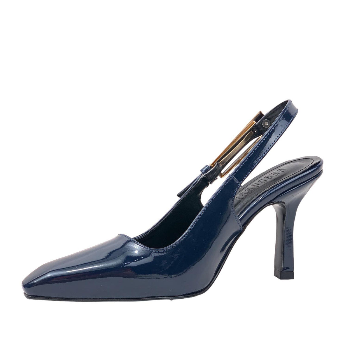 Women's Lery Navy Blue Patent Leather Heeled Shoes 9 cm - STREETMODE ™