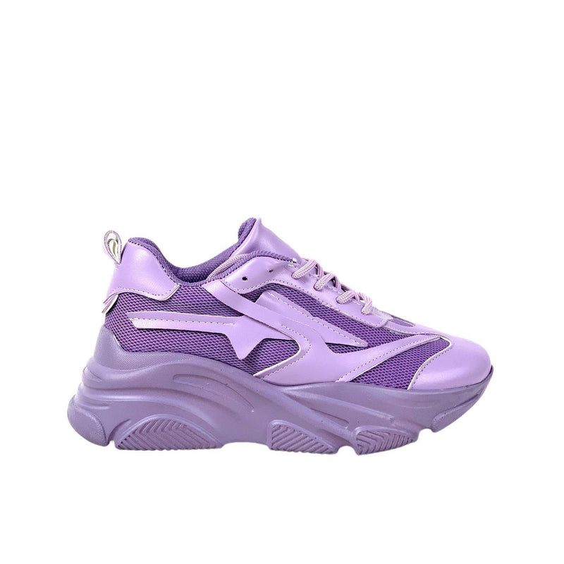 women's lilac high-soled mesh detailed sneakers daily sports shoes - STREETMODE ™
