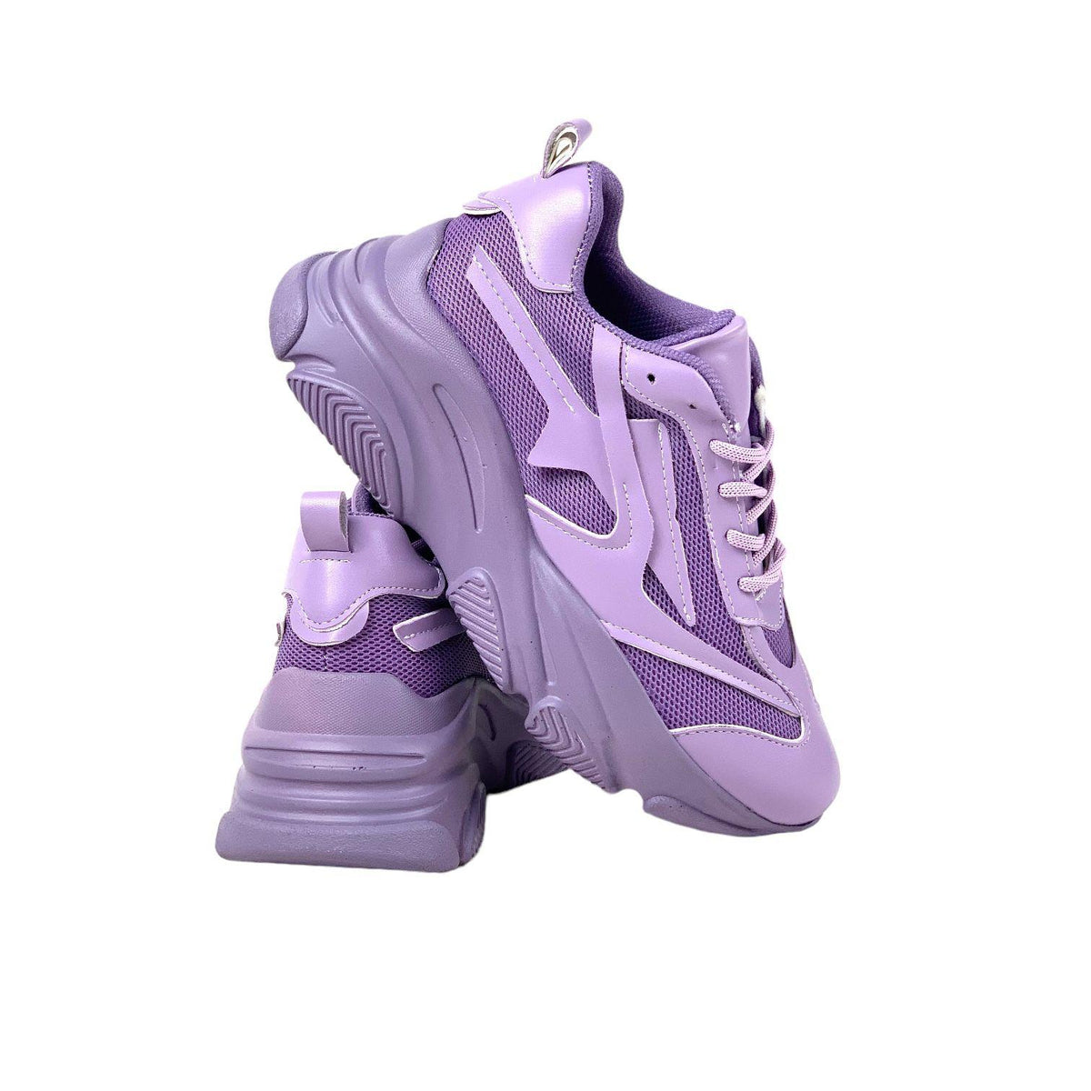 women's lilac high-soled mesh detailed sneakers daily sports shoes - STREETMODE ™