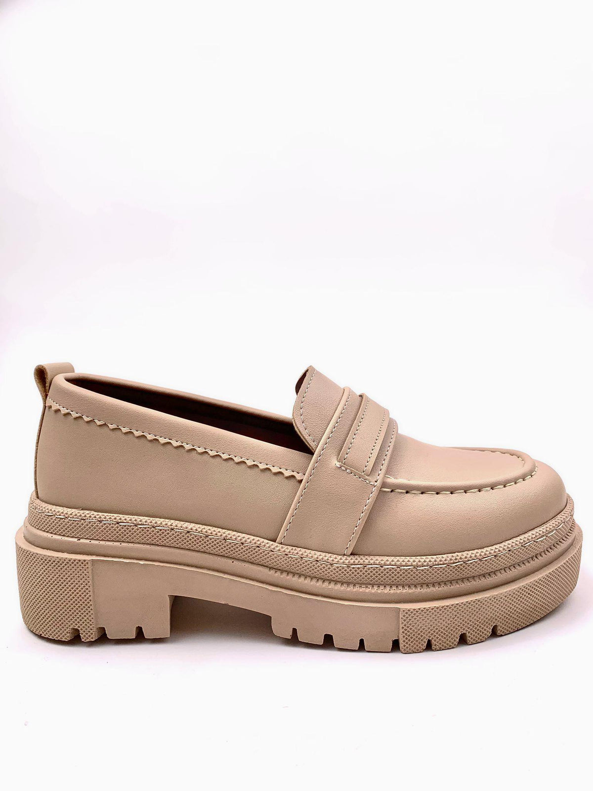 Women's Nut Poxy Skin Poly Orthopedic Comfort Sole Oxford Moccasin High Sole Shoes - STREETMODE ™