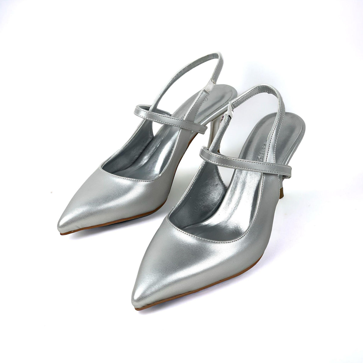 Women's Olvan Silver Skin Thin Heel Shoes Sandals 7 Cm Heel - STREETMODE ™