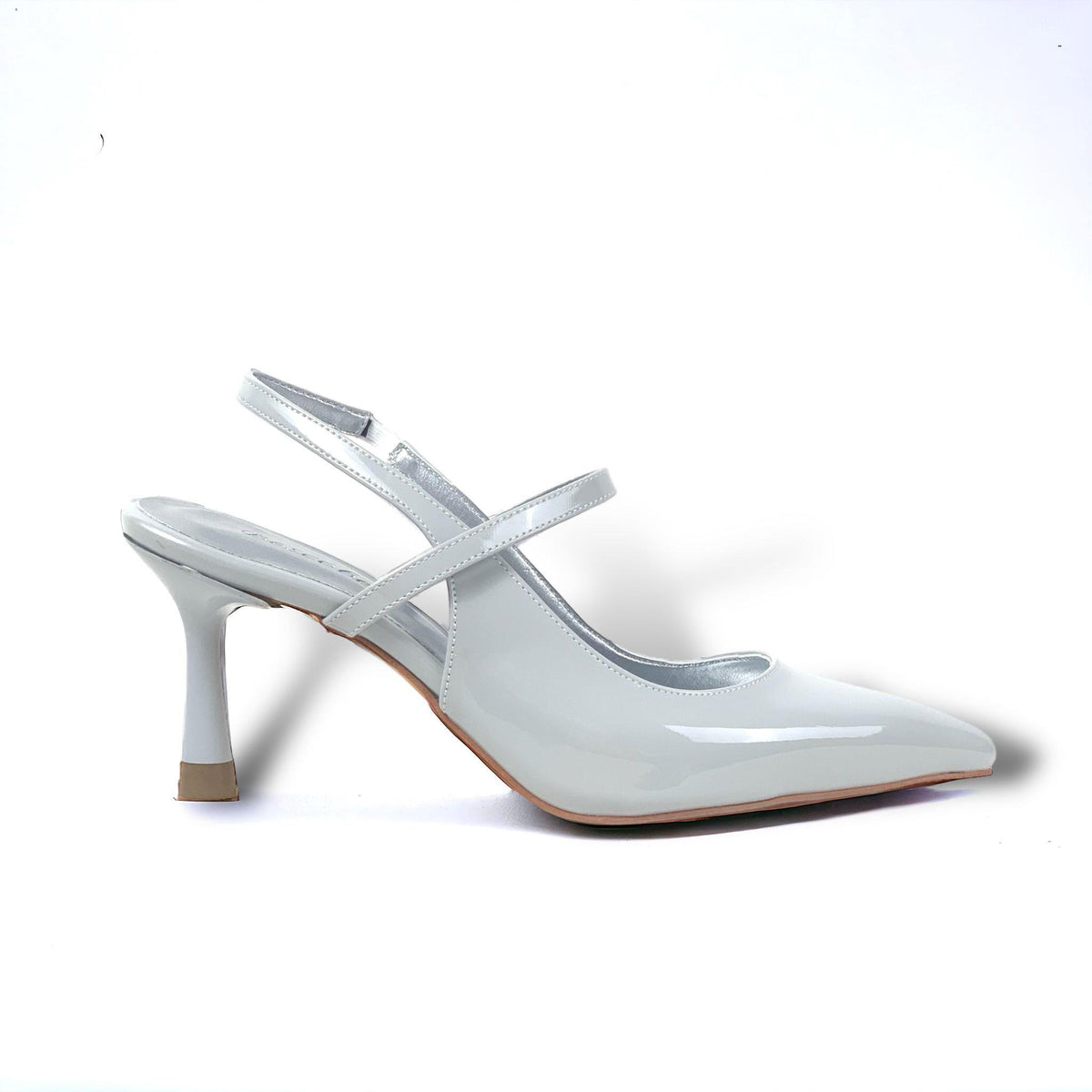 Women's Olvan Silver Patent Leather Thin Heel Shoes Sandals 7 Cm Heel - STREETMODE ™