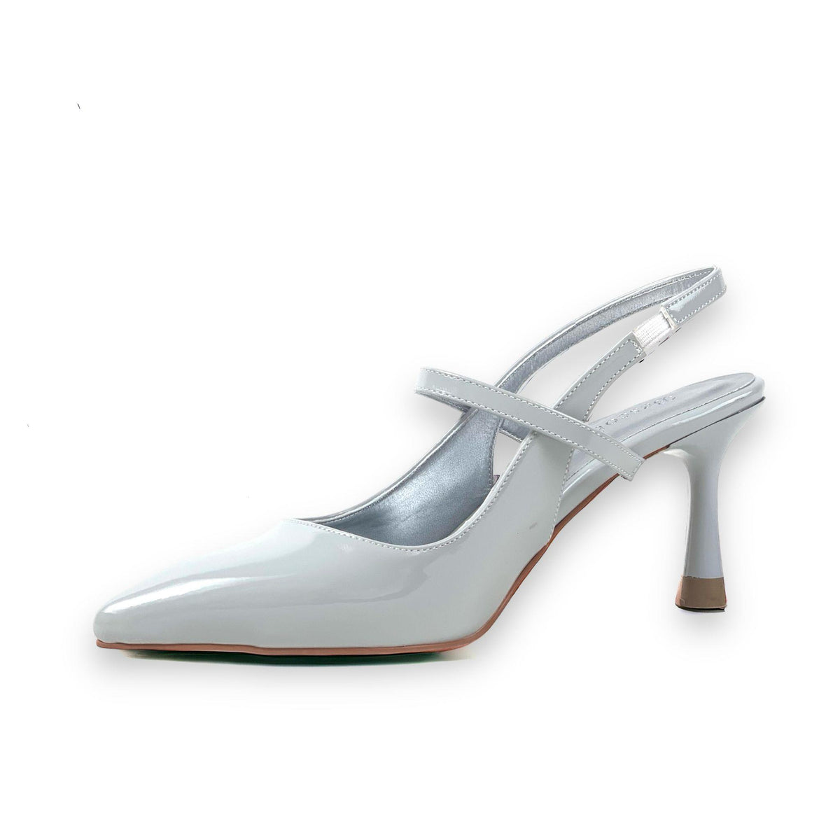Women's Olvan Silver Patent Leather Thin Heel Shoes Sandals 7 Cm Heel - STREETMODE ™