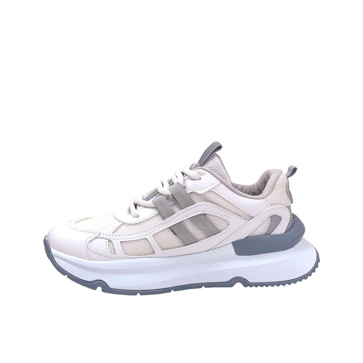 Women's Osda White Gray Casual Sports Shoes Sneaker 4 cm - STREETMODE ™