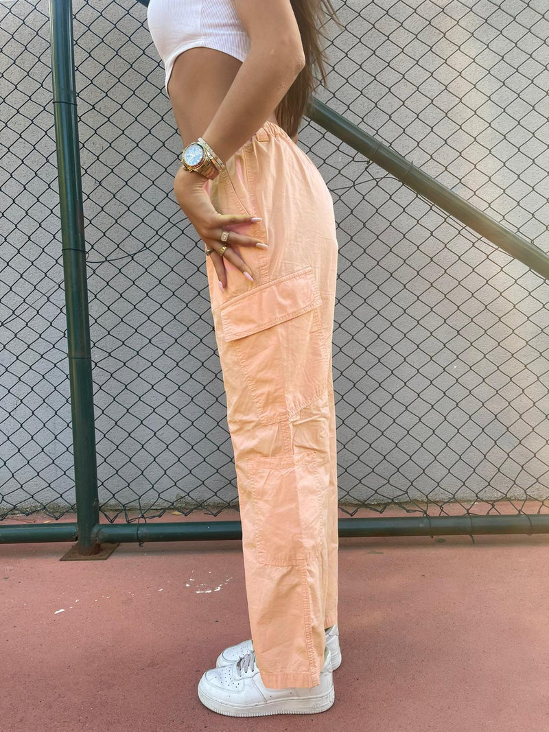 Women's Parachute Cargo Orange Pants - STREET MODE ™